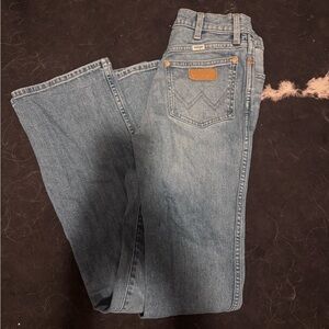 Wrangler Blue Boot Cut Jeans with Vintage Fading
